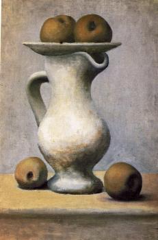 still life with pitcher and apples